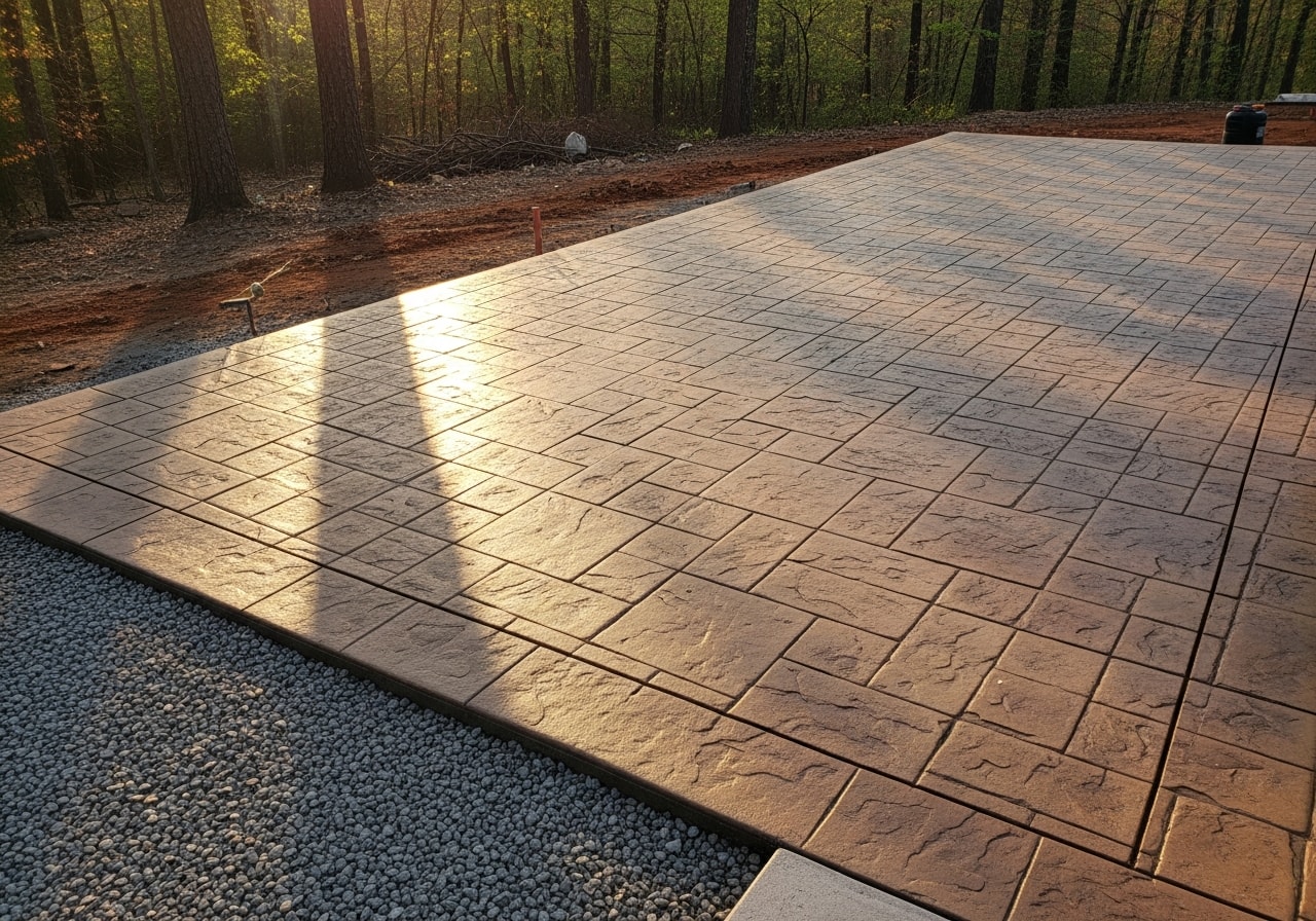 Stamped slate-pattern concrete patio in Cave Spring